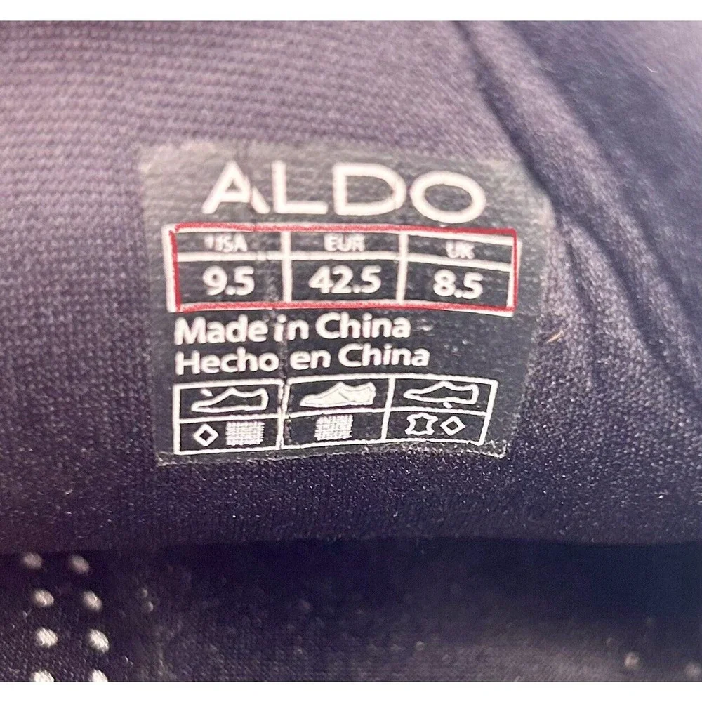 Aldo Casual Shoes Mens US 9.5 Black Blue Leather Low Top Lace Up Sneaker